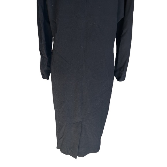 Jean Muir London Vintage 1980s Black Wool Crepe Long Sleeve Shift Dress - 12 - Picture 7 of 9